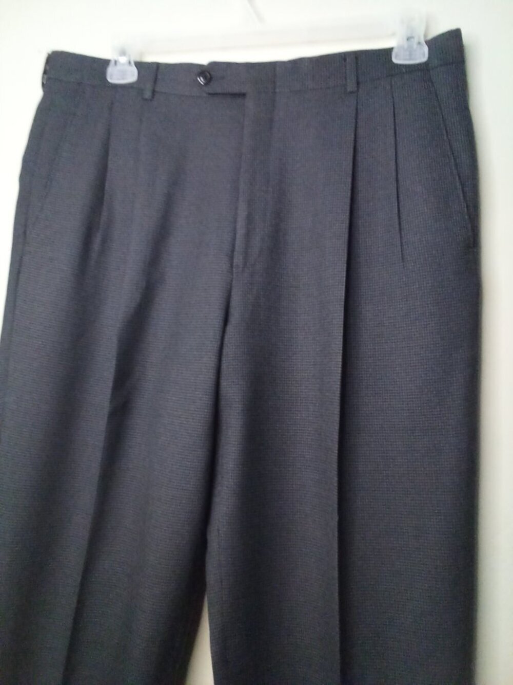 Hart Schaffner Marx Pants Men 34 x 31 Pleats Trousers Check Gray - Picture 8 of 16